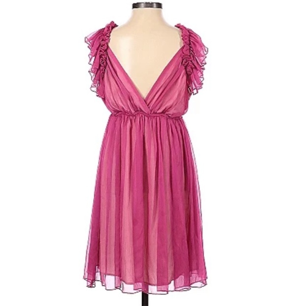 NWOT Ark & Co Tulle Chiffon Pink Ruffle Dress Med